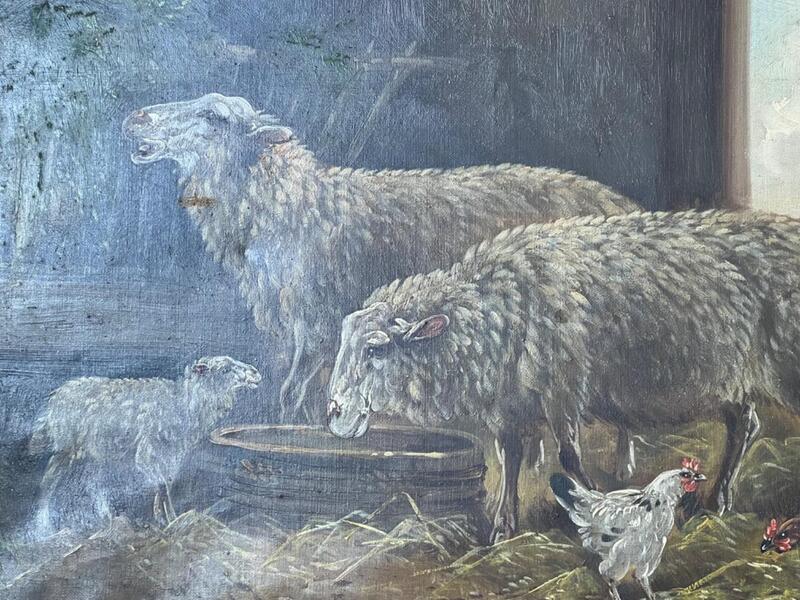 The sheep family ( oil on canvas )