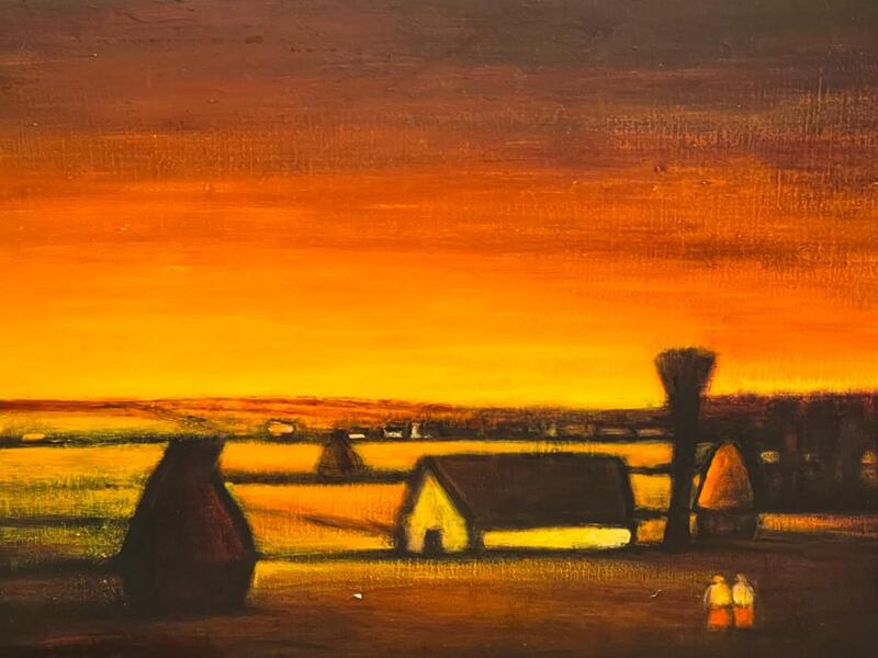 The sunset in Flanders ( oil on canvas )