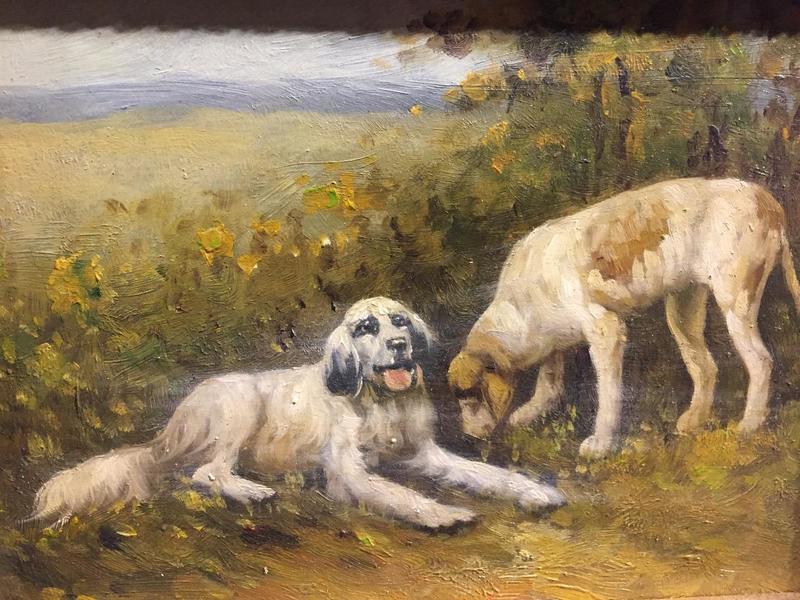 The two dogs ( oil on panel )