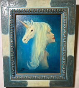 The unicorn and the girl ( oil on canvas )