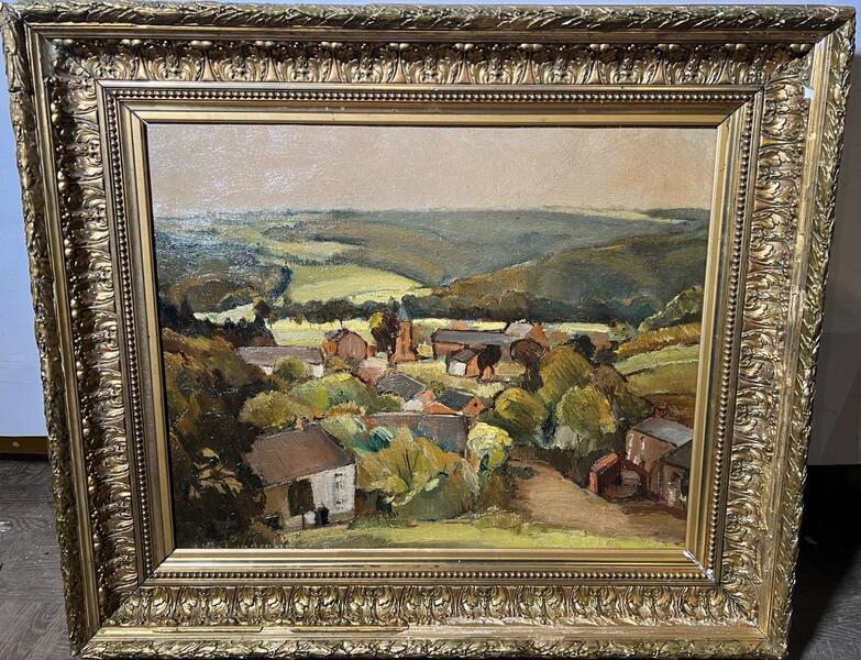 The village in the hills ( oil on canvas )