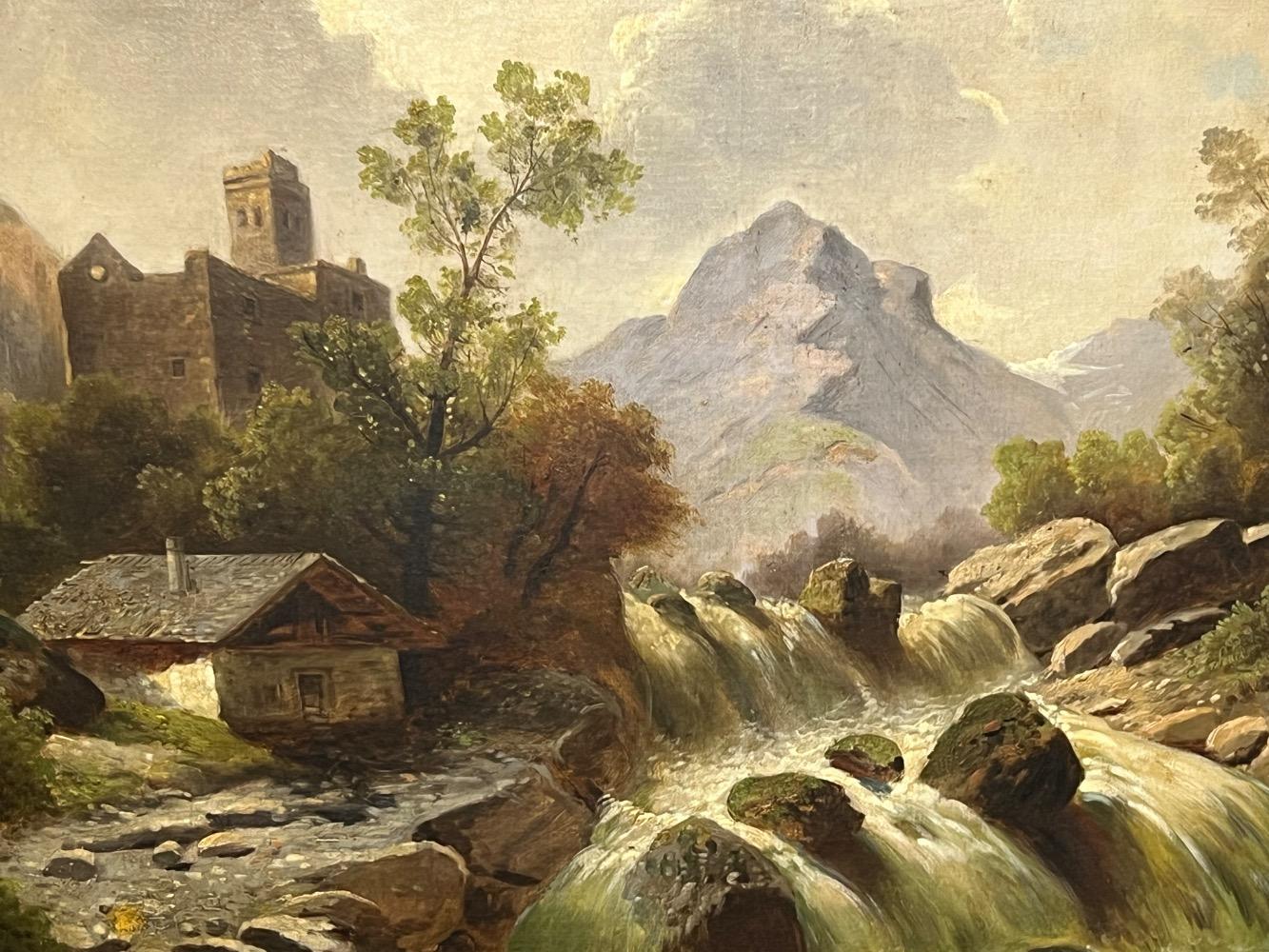 The village in the mountains ( oil on canvas )