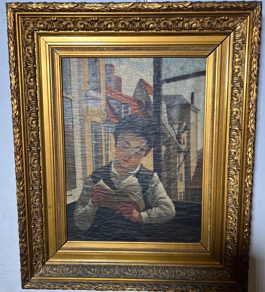 The young reader ( oil on canvas )