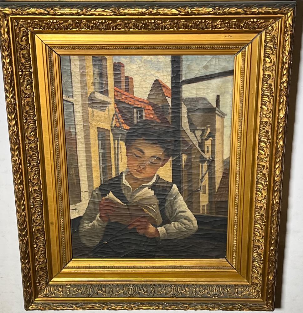The young reader ( oil on canvas )