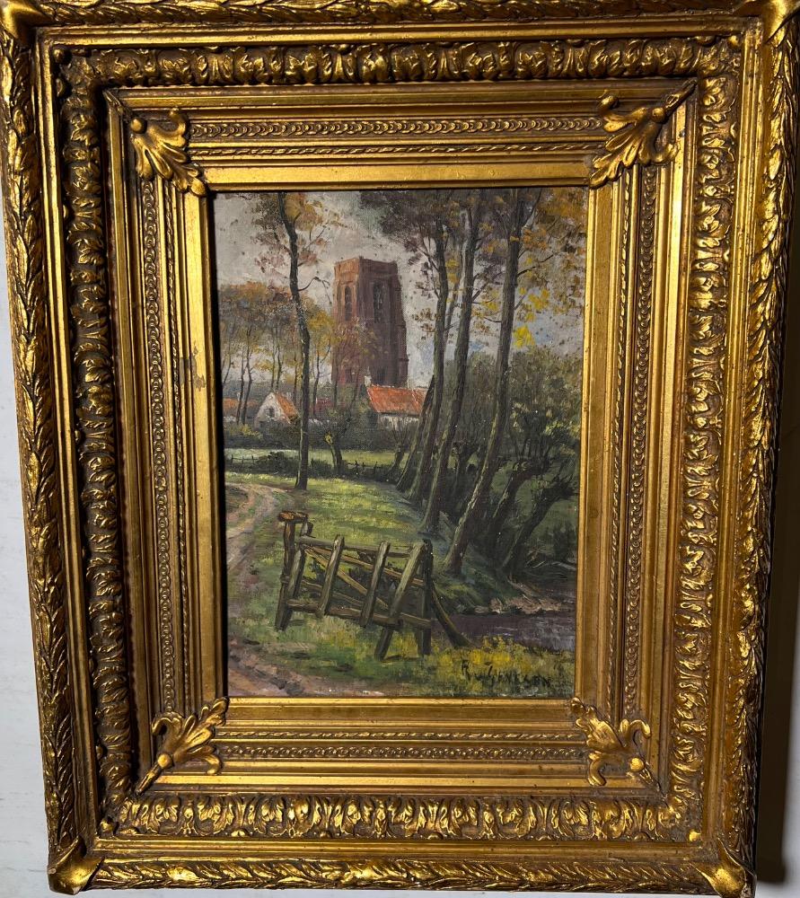 The way to the village of Oostkerke ( oil on canvas on board )