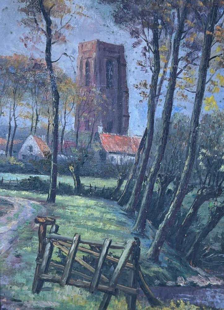 The way to the village of Oostkerke ( oil on canvas on board )