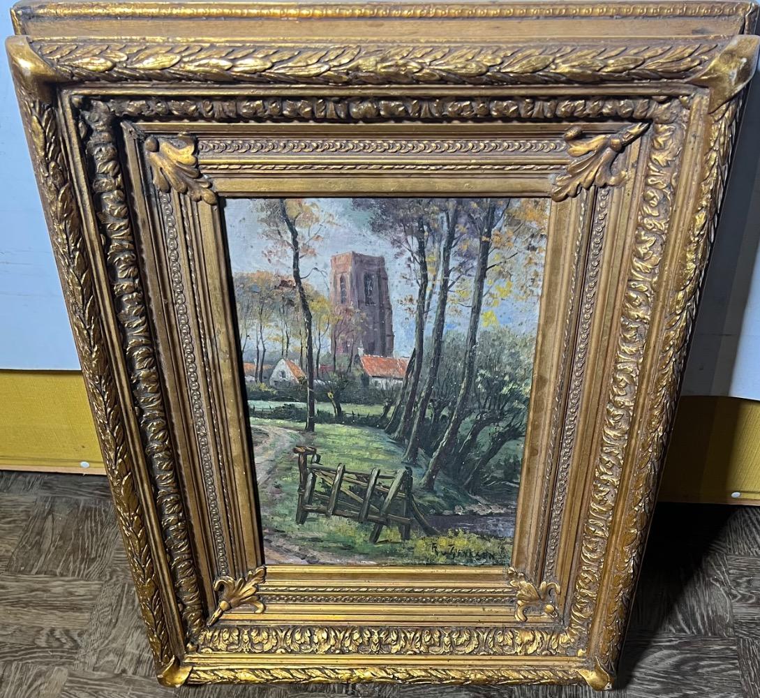 The way to the village of Oostkerke ( oil on canvas on board )