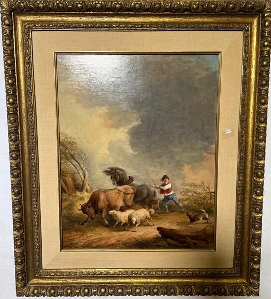 The very  busy shepherd ( oil on canvas )