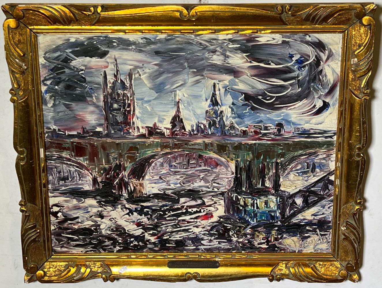 The Lambeth bridge in London ( oil on canvas)