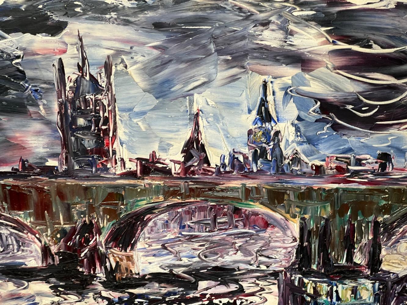 The Lambeth bridge in London ( oil on canvas)