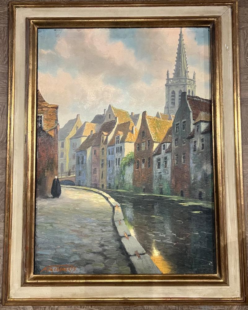Walking in the streets of Bruges ( oil on canvas )