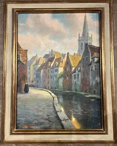 Walking in the streets of Bruges ( oil on canvas )