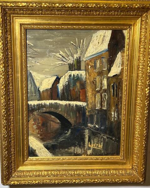 Winter in Bruges ( oil on panel )
