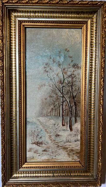 Wintertime in the forest ( oil on canvas )